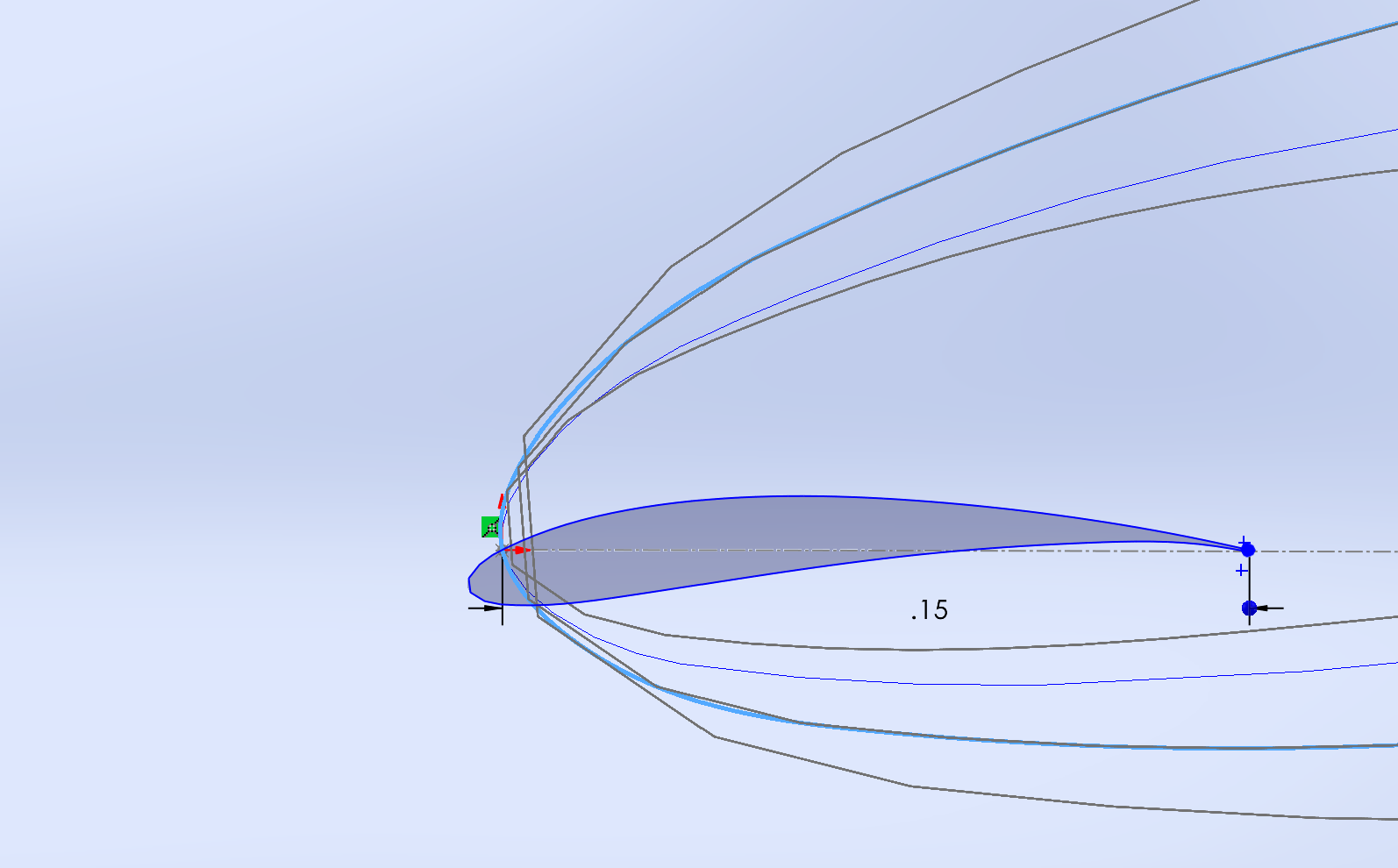 NACA 4412 sketch — 0.15 in tip chord