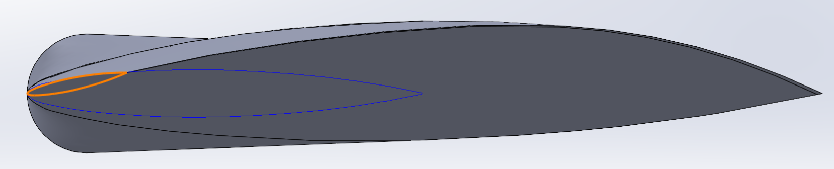 Low taper blade at 12° tip twist