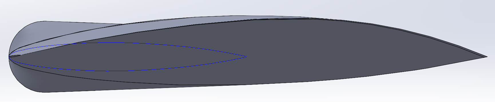 High taper blade at 12° tip twist